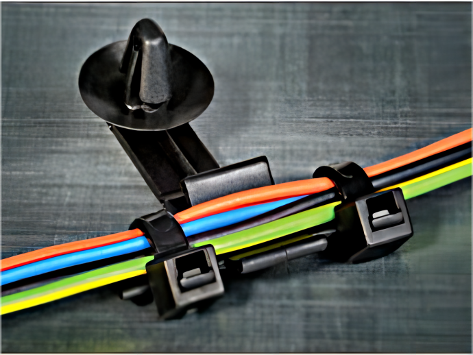 帶箭頭的固定管夾，適用於圓孔，帶密封圈