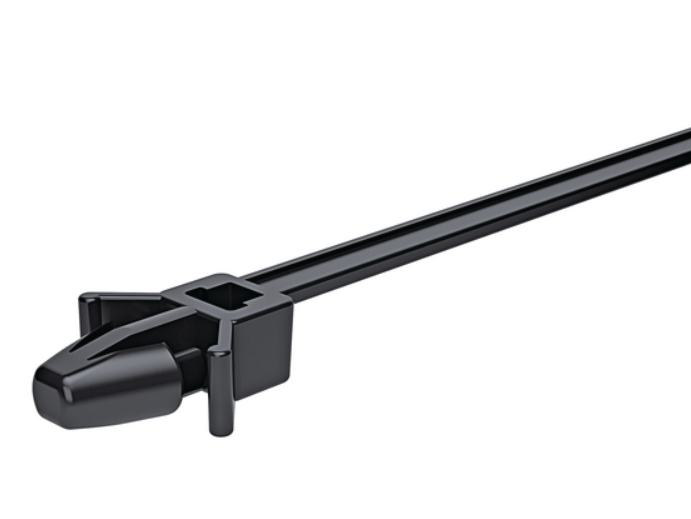 帶（dài）箭頭和側翼的一體式固定（dìng）紮帶，適應於圓孔